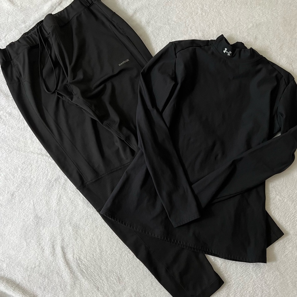 Athletic Bundle XL Reebok pants Under Armour Coldgear Long Sleeve Top Black